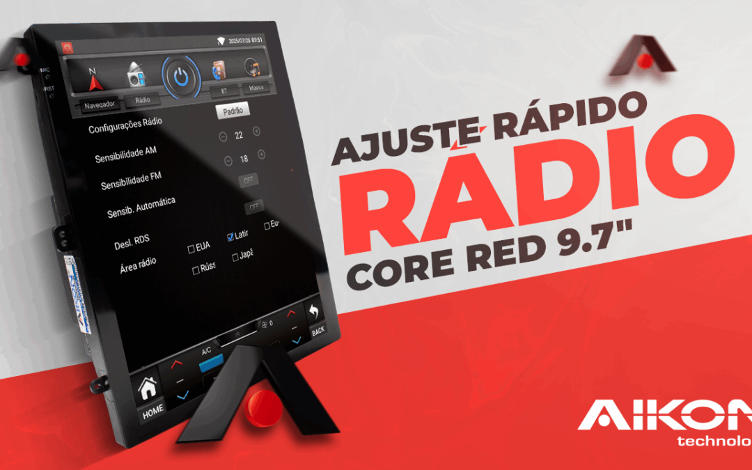 Como ajustar o rádio na Core Red 9.7″